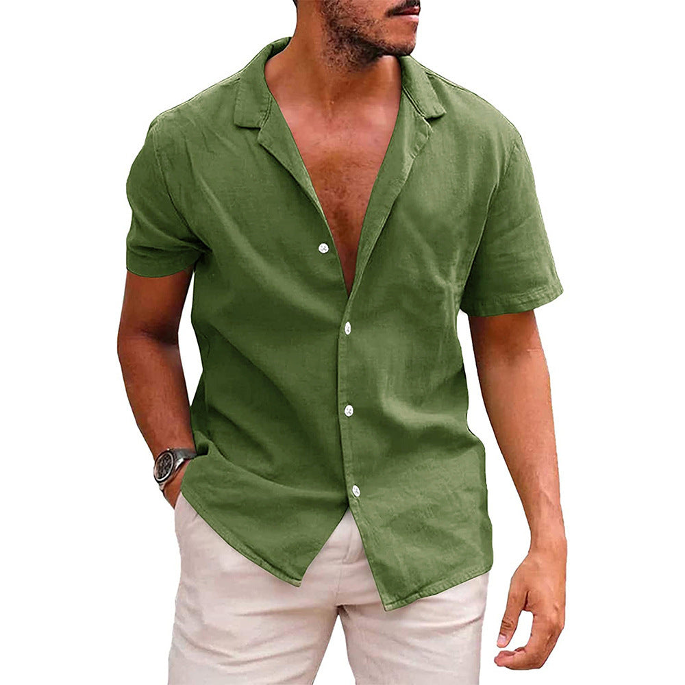 Casual Button Down Short Sleeve Beach Shirt