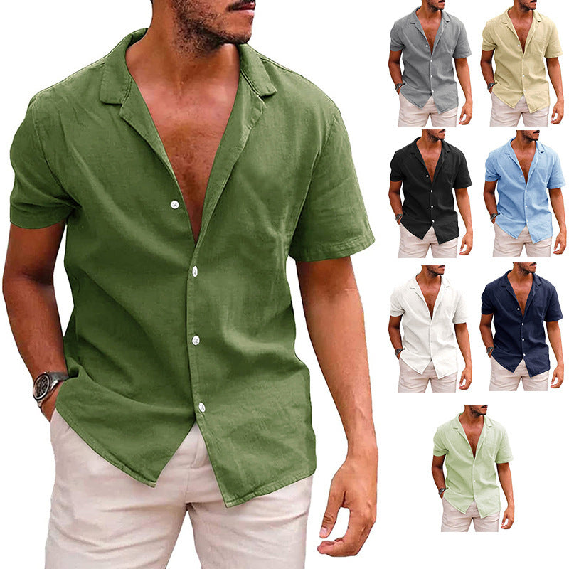 Casual Button Down Short Sleeve Beach Shirt