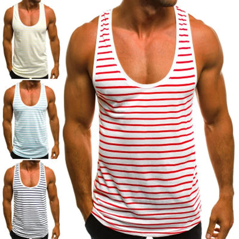 Surfside Essentials Men's Striped Sleeveless Neck Tank Top