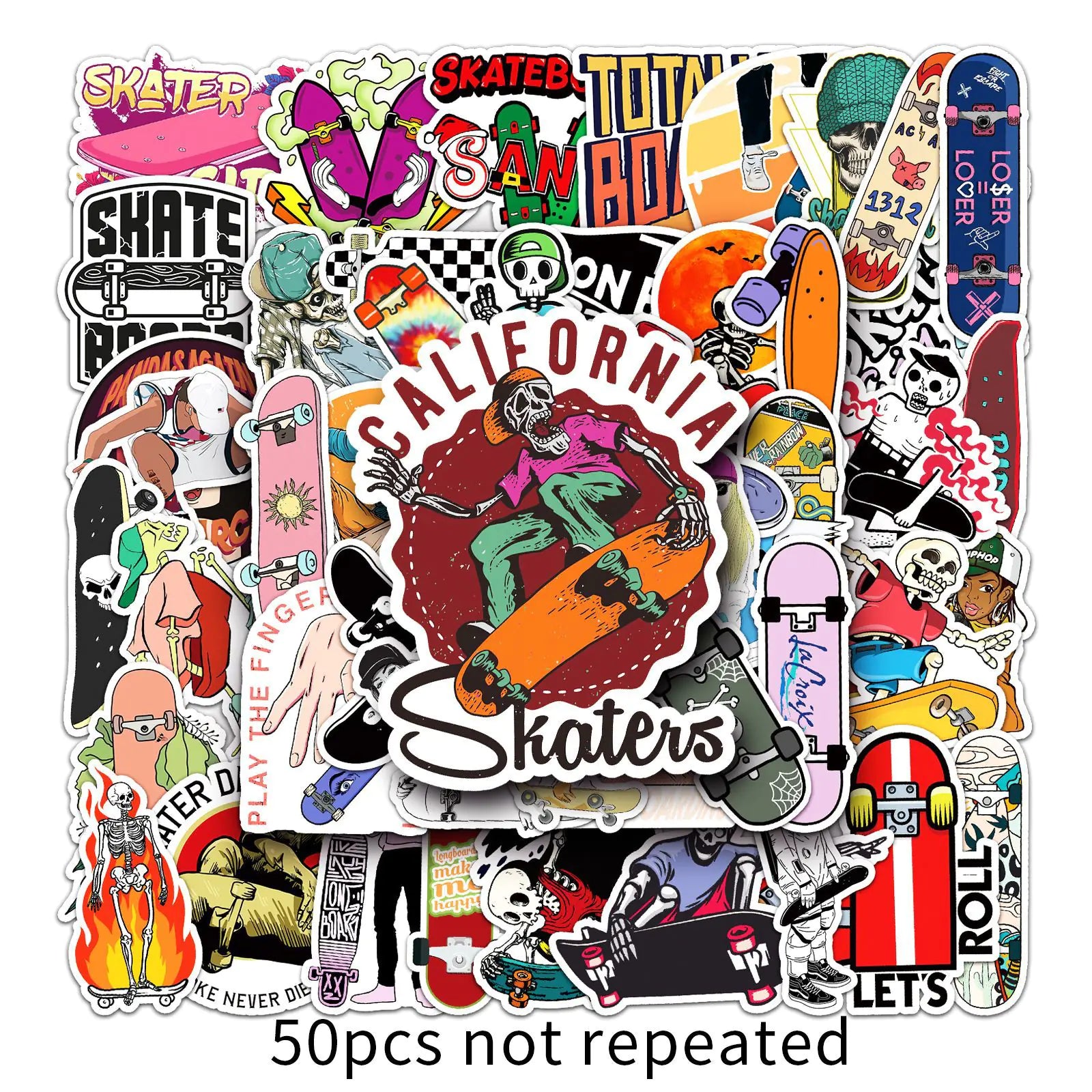 50 PCS Waterproof Cartoon Skateboard Graffiti Stickers