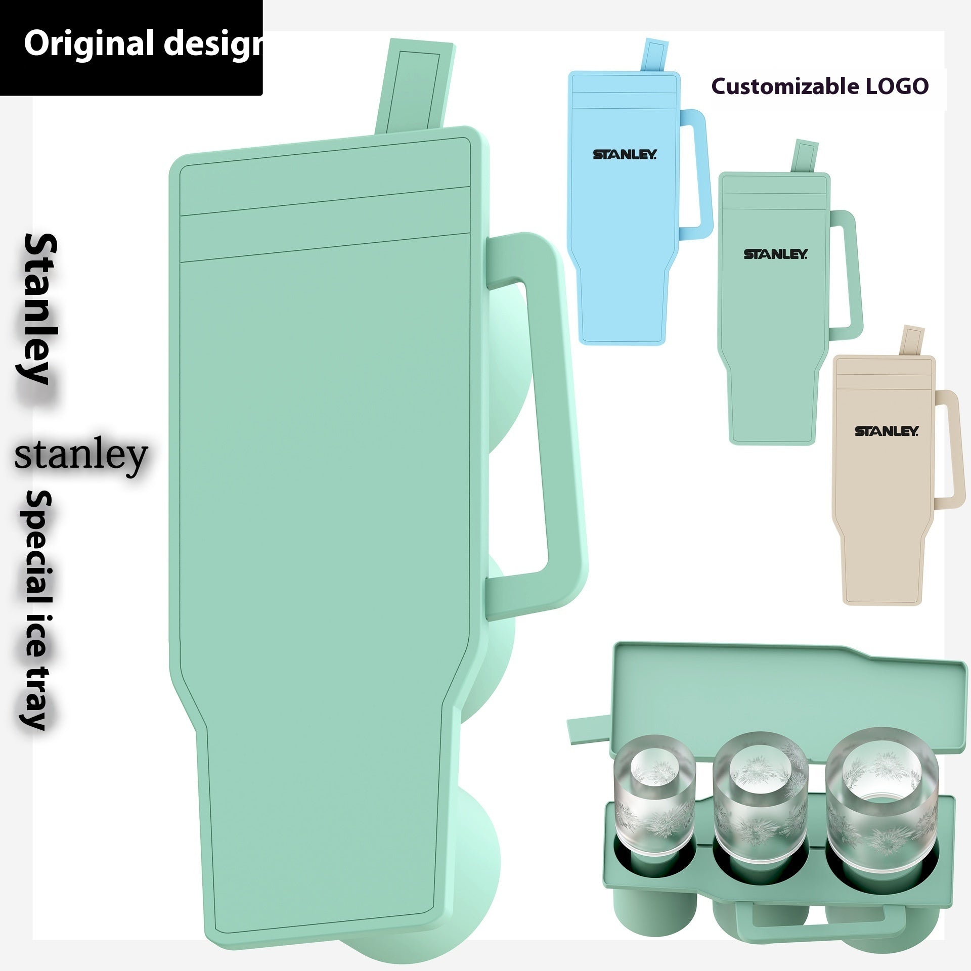 Silicone Ice Tray Ice Cube Mold Large Capacity for Stanley Tumblers