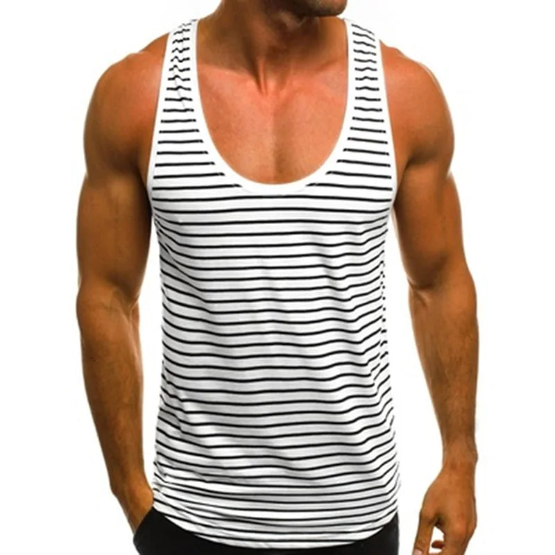 Surfside Essentials Men's Striped Sleeveless Neck Tank Top