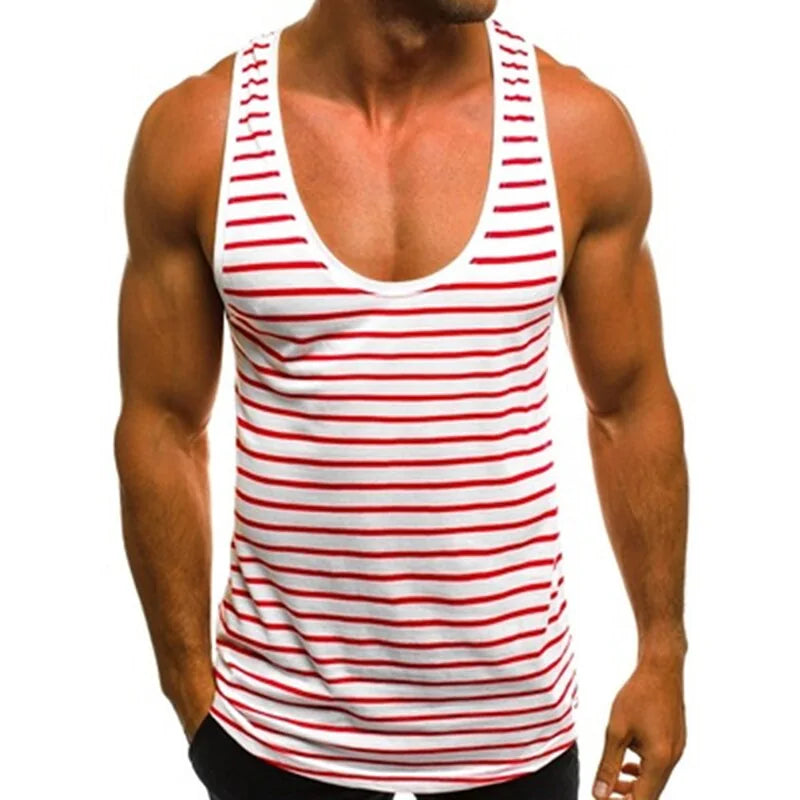Surfside Essentials Men's Striped Sleeveless Neck Tank Top