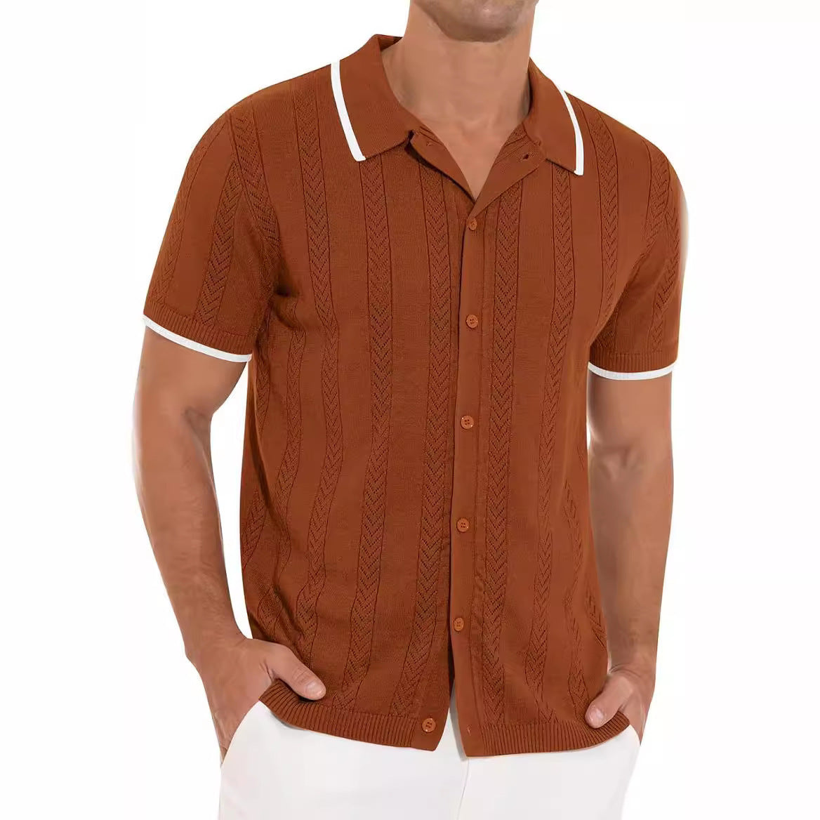 Short-sleeved Summer Fashion Shirt, Casual Stitching