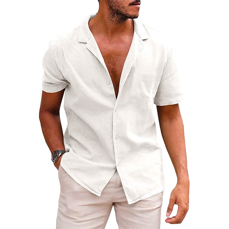 Casual Button Down Short Sleeve Beach Shirt