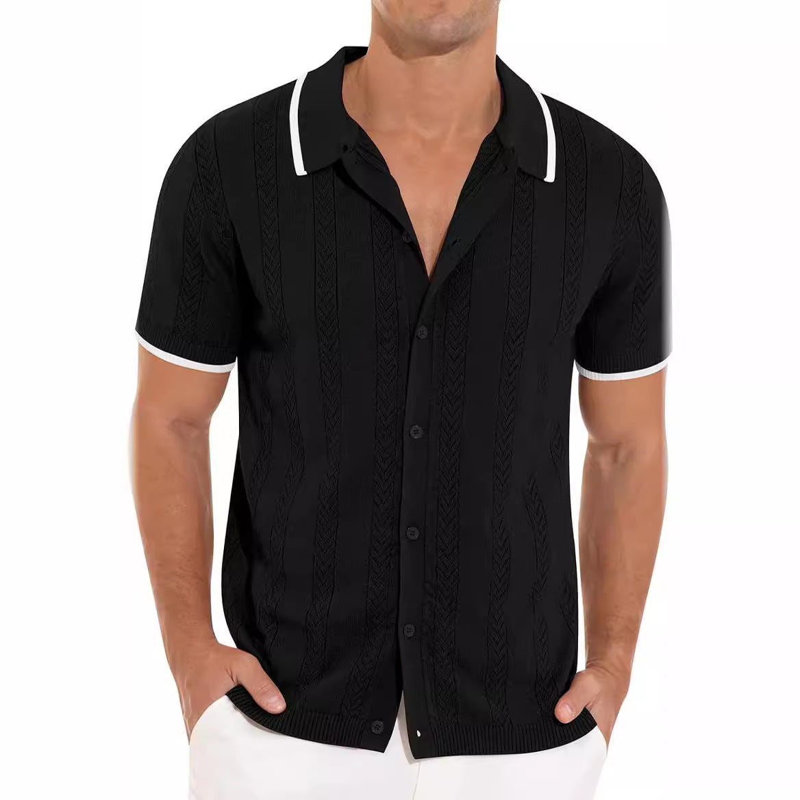Short-sleeved Summer Fashion Shirt, Casual Stitching