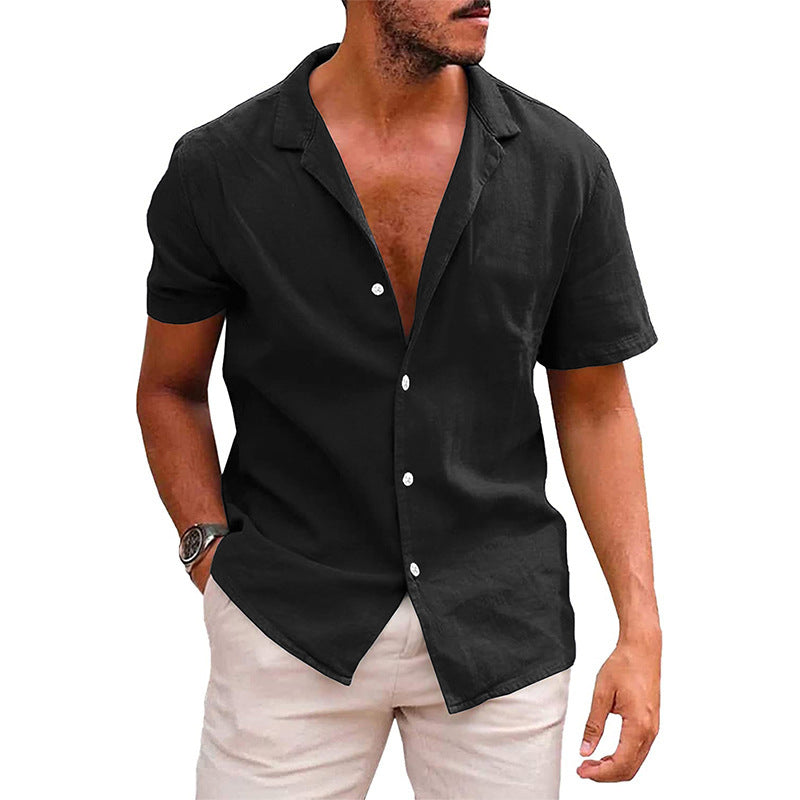 Casual Button Down Short Sleeve Beach Shirt