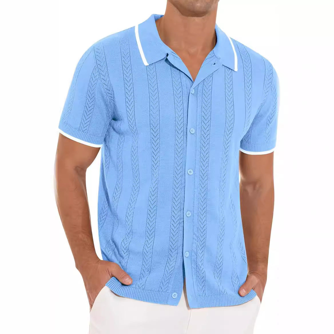 Short-sleeved Summer Fashion Shirt, Casual Stitching