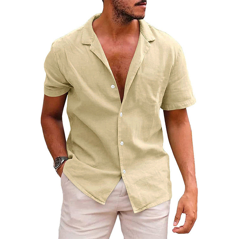 Casual Button Down Short Sleeve Beach Shirt