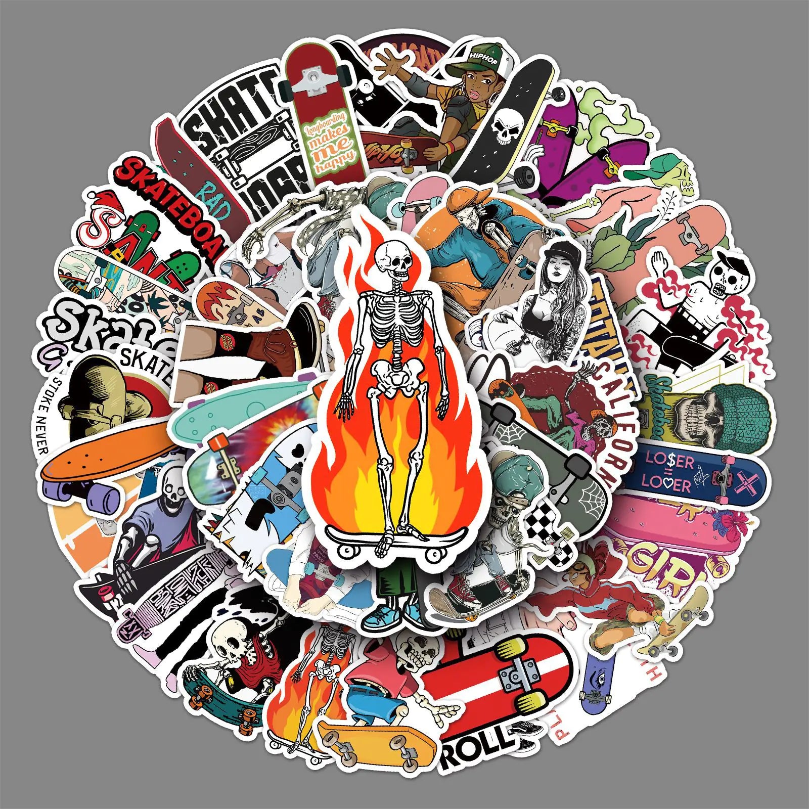 50 PCS Waterproof Cartoon Skateboard Graffiti Stickers