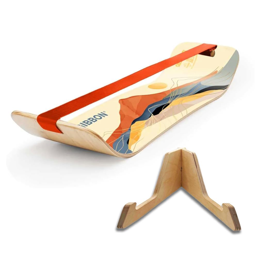 GIBBON SlackBoard - GiBoard Balance Board Kids & Adults - Slackline Balance Trainer - Slack Board Core Workout Equipment Home Gym Training - Standing Desk Exercise - Yoga, Agility, Pilates & More