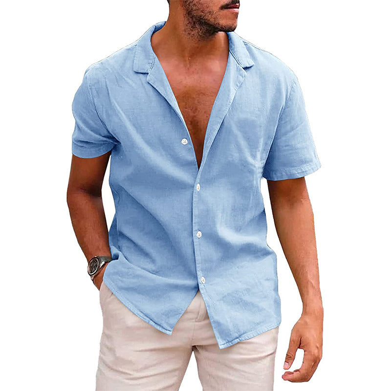 Casual Button Down Short Sleeve Beach Shirt