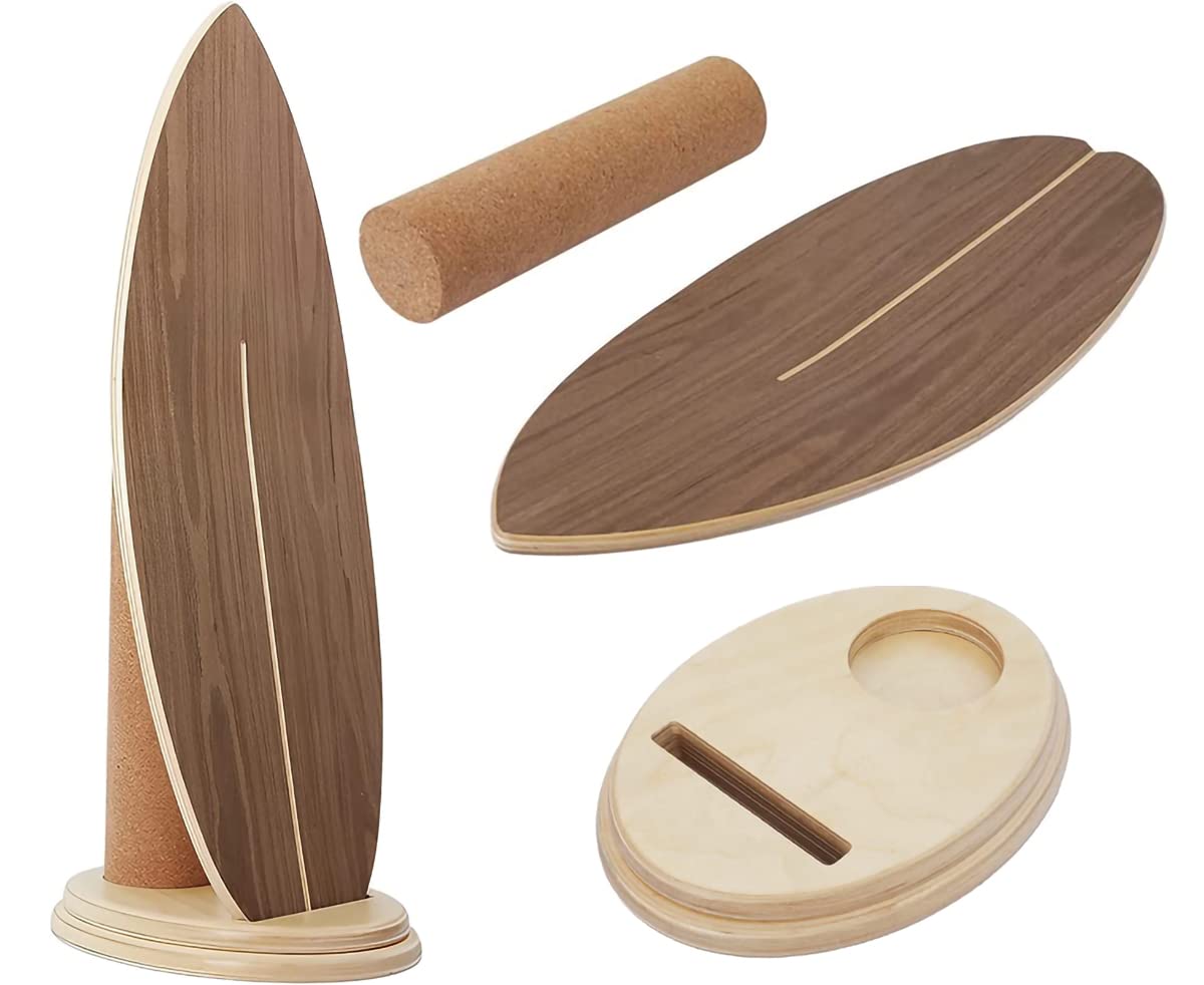 Balance Board Indoor Surfboard Surf Style Home Fitness with Wheel for Exercise, Athletic Training and Board Sports - Fun Workout Equipment For Balance, Stability and Improving Core Strength