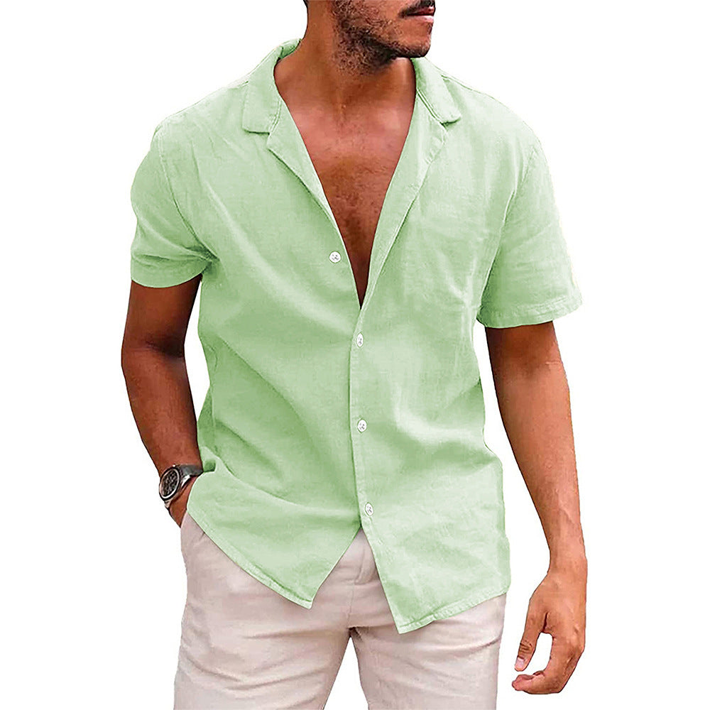 Casual Button Down Short Sleeve Beach Shirt