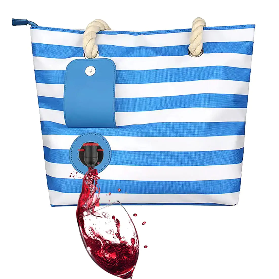 Surfside Essential Beach Wine/Alcohol Tote Bag Wine Cooler Bag Leakproof Insulated Purse Carrier with Spout Hidden Compartments Holds 2 bottles of Wine for Travel BYOB Restaurant Party Dinner