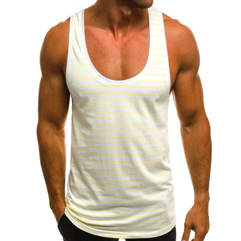 Surfside Essentials Men's Striped Sleeveless Neck Tank Top