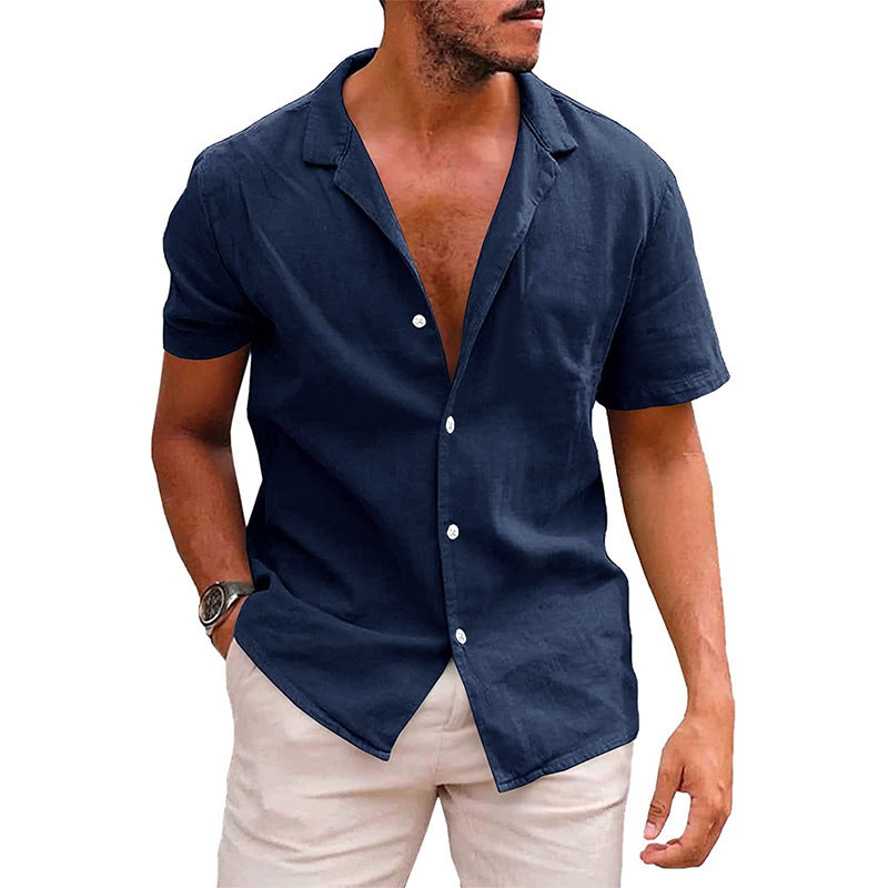 Casual Button Down Short Sleeve Beach Shirt