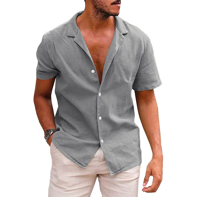 Casual Button Down Short Sleeve Beach Shirt