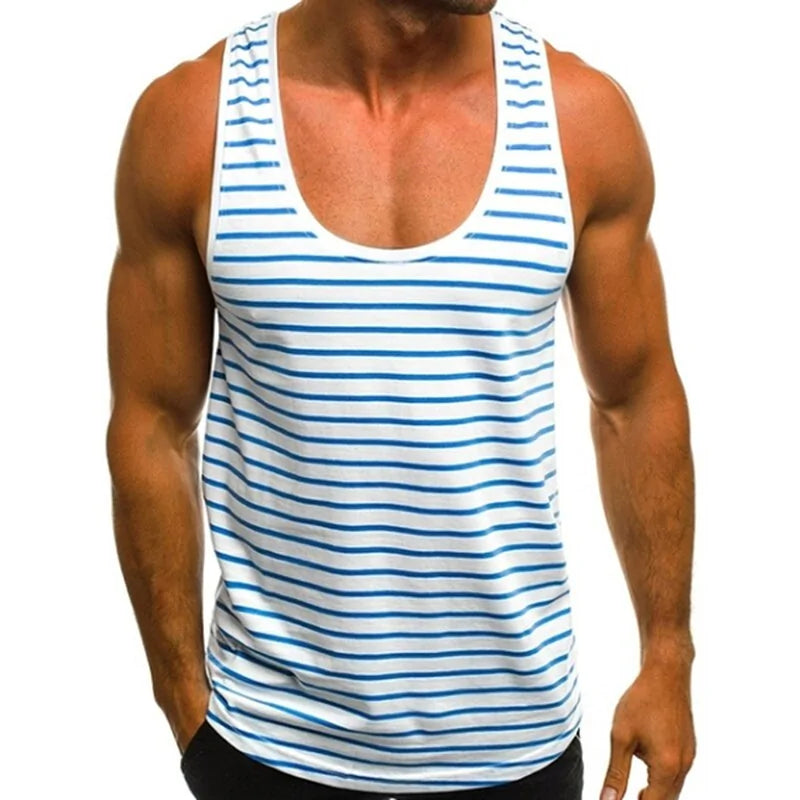 Surfside Essentials Men's Striped Sleeveless Neck Tank Top