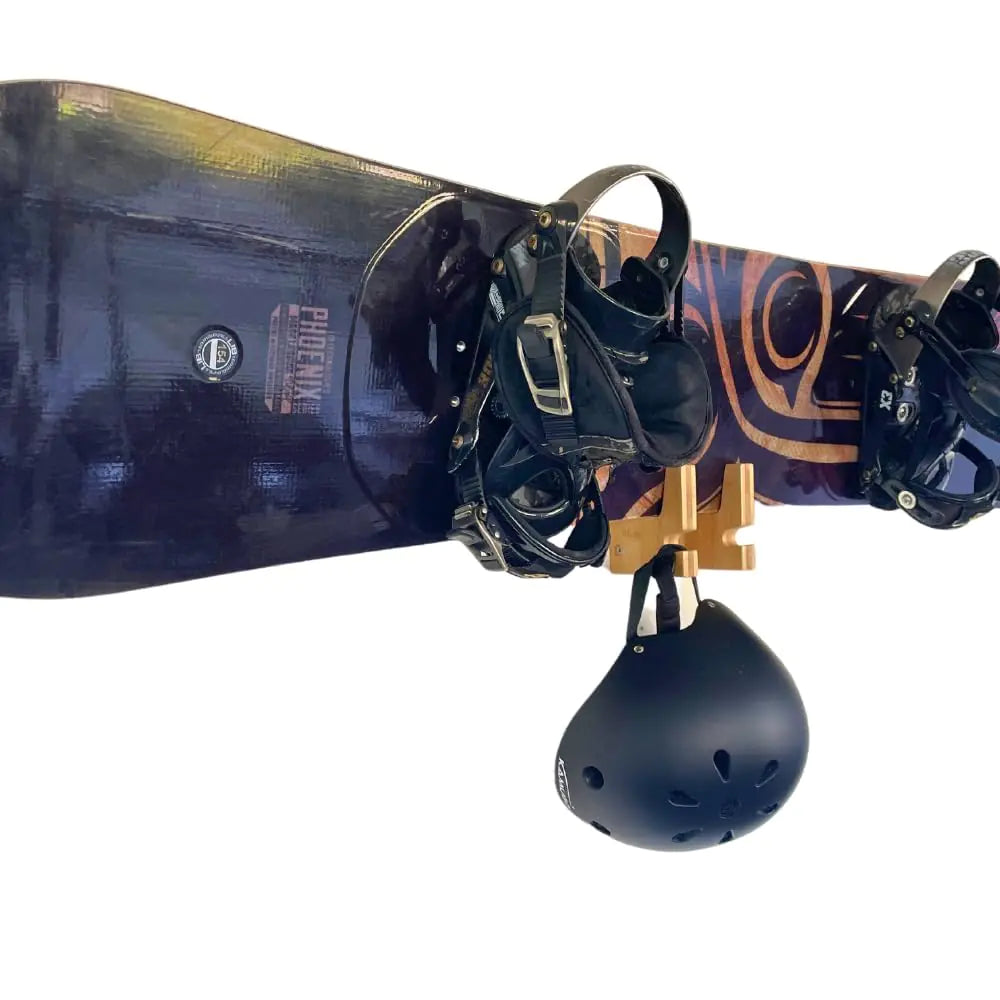 COR Surf Skateboard and Snowboard Wall Mount | Bamboo Skateboard Rack with Extra Storage Hook for Helmet or Bag