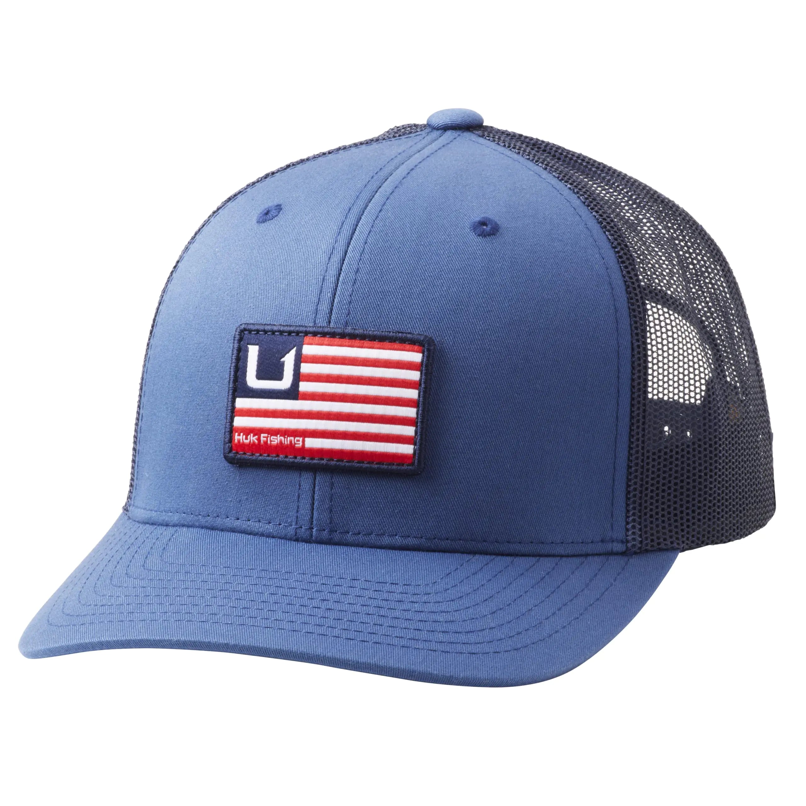 HUK mens Mesh Trucker Snapback Hat | Anti-Glare Fishing Hat Huk & Bars - Sargasso Sea